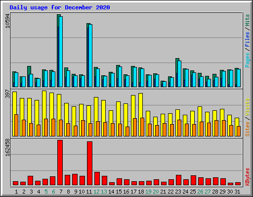 Daily usage for December 2020