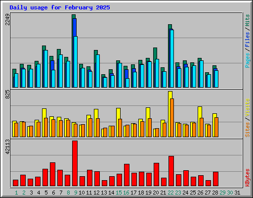 Daily usage for February 2025