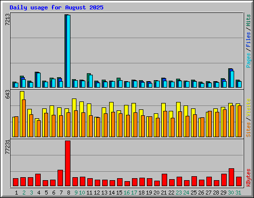 Daily usage for August 2025