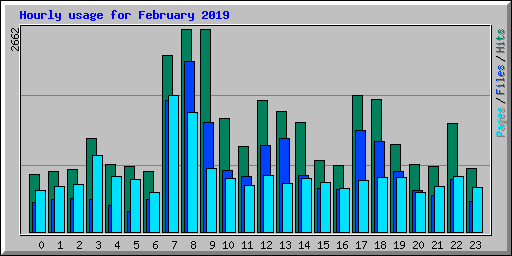Hourly usage for February 2019